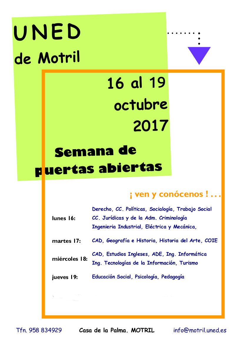 Semana de puertas abiertas UNED Motril (del 16 al 19 de Octubre)