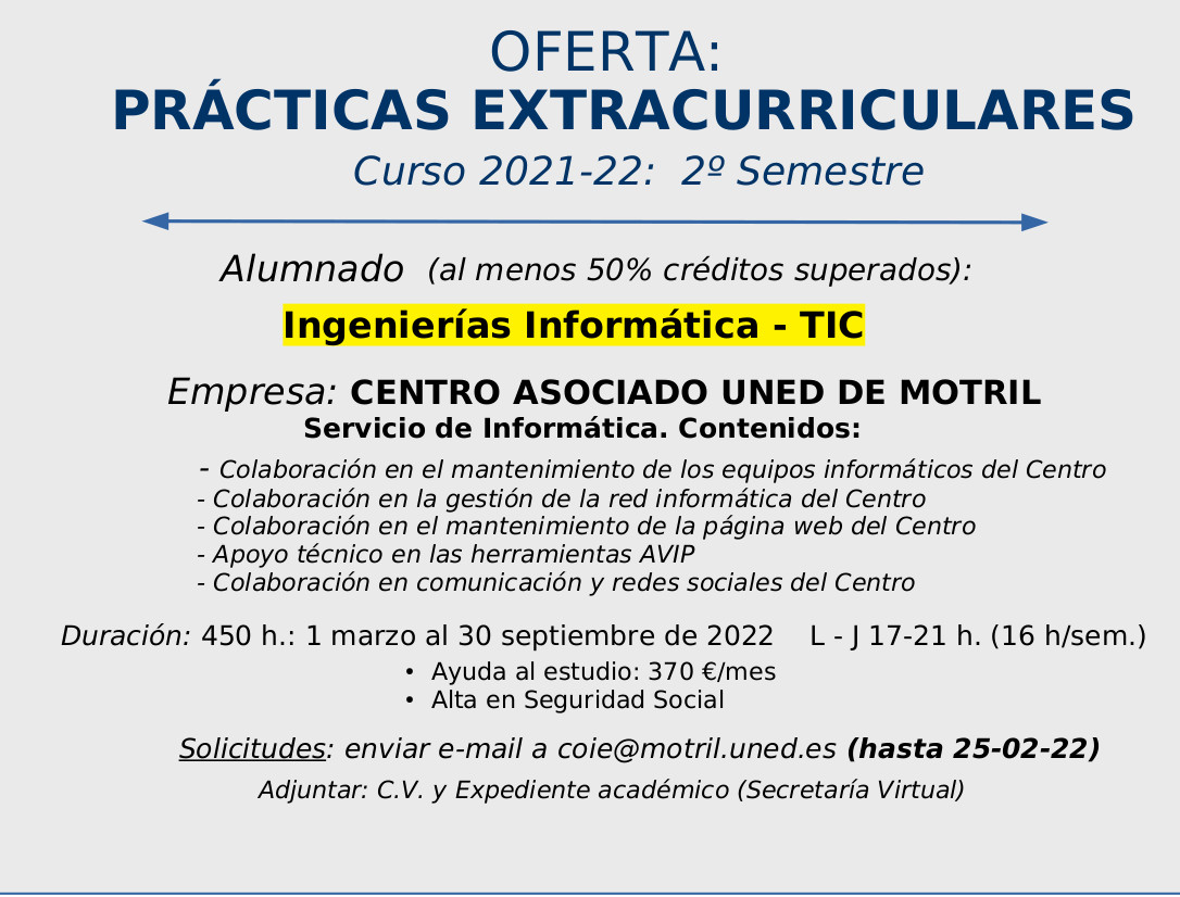 2 Becas de prácticas en el Centro Asociado de Motril